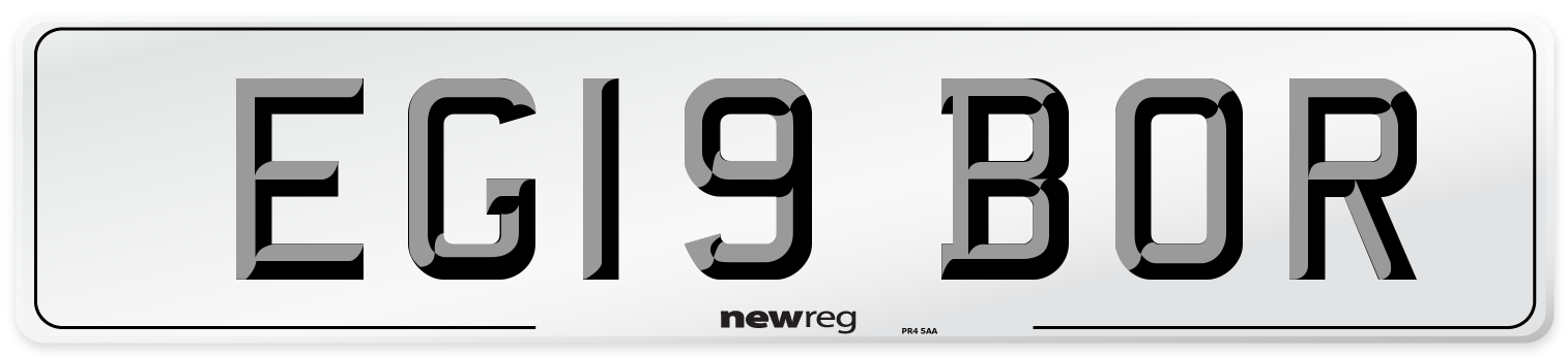 EG19 BOR Number Plate from New Reg